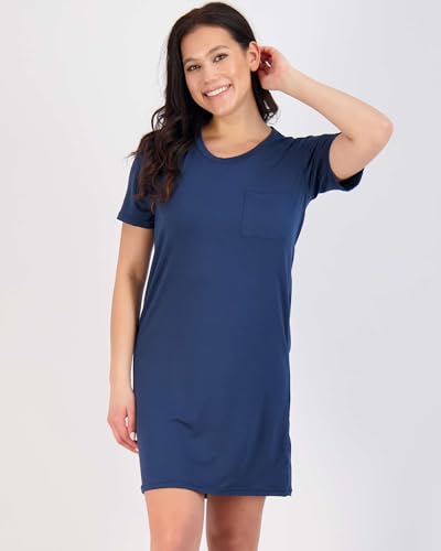 Image of Real Essentials 3 Pack: Women's Short Sleeve Nightgown Dress - Nightshirt Pajama Sleep Shirt Sleepwear (Available In Plus)
