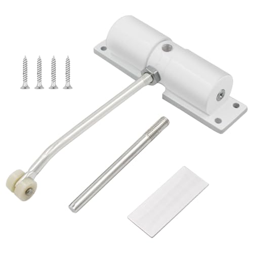 Automatic Door Closer Zinc Alloy Safety Spring Door Closer Adjustable Closing Doors Hinge for Home,Office(Color:Silver)