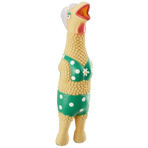 Outward Hound by Charming Pet Squawkers Grandma Hippie Chick Latex Squeaky Rubber Chicken Dog Toy, Funny Interactive Holiday Toy for Dogs, Large Size