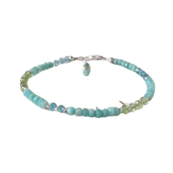 Bracelet en amazonite et argent 925 fait main avec pierres facettées