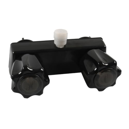 Grifo de ducha para caravana, grifo de ducha móvil de 6.1 pulgadas de ancho con desviador de ducha, válvula de doble perilla de repuesto para grifo de bañera de RV, caravana, autocaravana, base negra