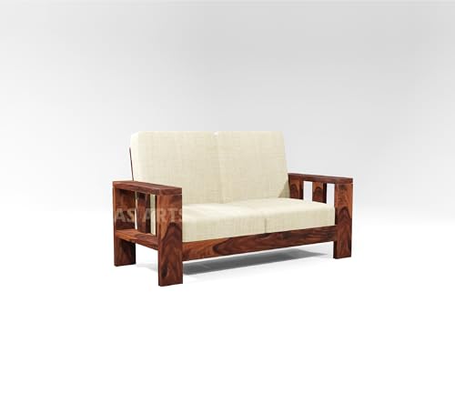 Modern 7 Seater Wooden Sofa Set with Center Table for Living Room | Solid Sheesham Wood Sofa Set 7 Seater (3+2+2, Natural Finish)