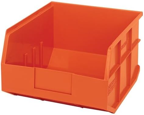 Open Front Plastic Storage Bins, Space-Saving Stackable Bins for Home or Industrial Use, 12" x 11" x 7", 6 Pack - Grey