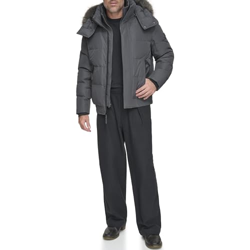 Image of Andrew Marc Men's Short Quilted Inner Bib Attached Umbra Down Bomber With Hybrid Down Fill