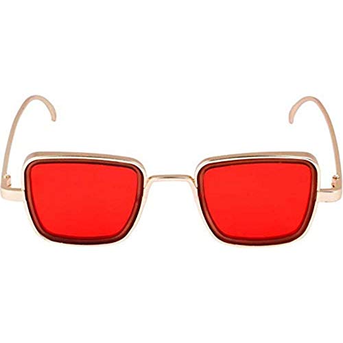 hipe Metal Body Gold Red Square Frame Inspired From Kabeer Singh Sunglass For unisex