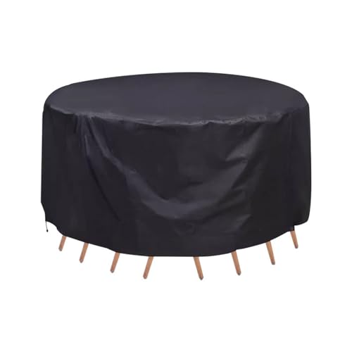 ZONADAH Round Garden Furniture Covers 230x90cm Waterproof Anti-UV Circular Furniture Covers Outdoor Patio Circular Set Cover for Chair Set Black