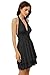 HOT ROEE Women's Halter Deep V Neck A-line Mini Dress Ruched Waist Short Party Dresses Black Medium