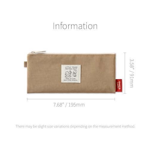 Image of Monolike Happy and Lucky Daily pen case, Beige - Slim Water-Resistant Nylon Pen Pouch, Aesthetic Vivid Stationery Organizer for Office