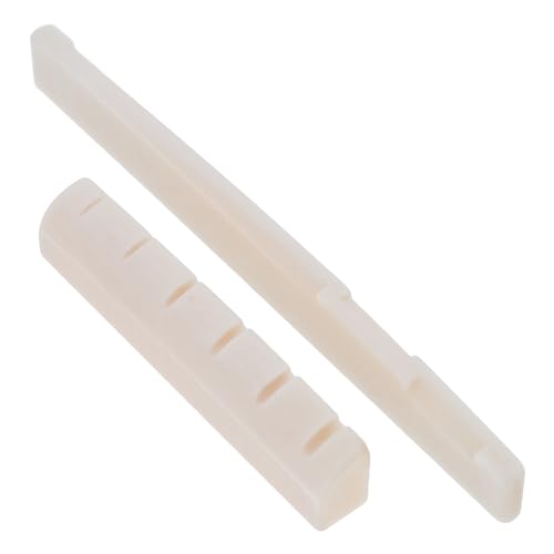 HALLMERS Slotted Bone Nut (43mm) & Compensated Saddle (72mm) - Replacement Part Upgrade for Improved Intonation & Tone on Acoustic Guitars
