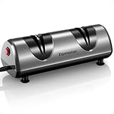 Dawnstar Electric Knife Sharpener, Professional Kitchen Knife Sharpener for Home Use, 2 Stages of Coarse Sharpening & Fine Polishing, Metal Dust Collection Box for Easy Cleaning, Dark Gray