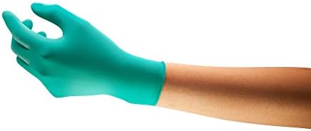 Ansell TouchNTuff 92-600 Disposable Nitrile Gloves, Powder-Free and Food Certified, High Chemical Resistance and Mechanical Protection, Professional Safety Gloves, Green, Size M (100 Gloves)