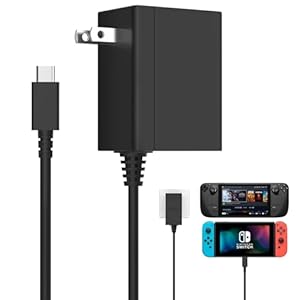 Iesooy 45W AC Adapter, 15V/2.6A Fast Charging with 5FT USB-C Cable, Compatible with Switch Lite, Switch OLED, Steam Deck, PlayStation Portal