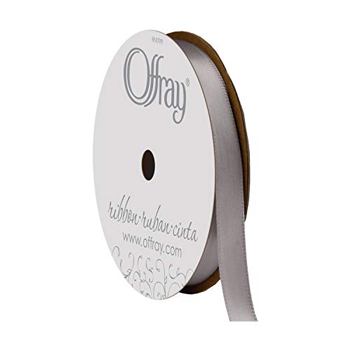 Image of Offray 072431 3 /8 inch Wide Single Face Satin Ribbon, Silver Gray, 6 Yds