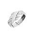 Silverly Frauen .925 Sterling Silber Geflochtener Gewebter Multi-Band Puzzle Ring