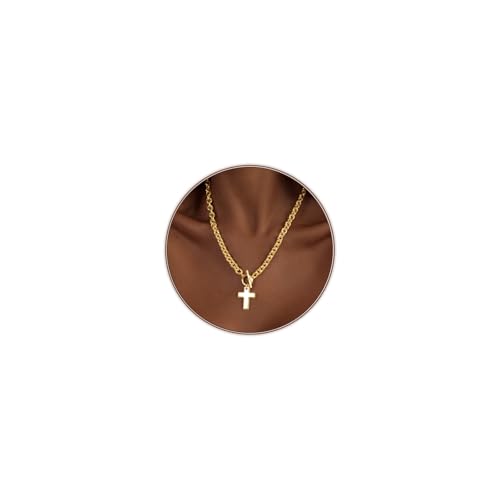 Chunky Cross Necklace for Women 14K Gold Plated Chunky Gold Necklace Chain Big Crucifix Pendant Statement Choker Hypoallergenic Fashion Jewelry Gift for Women