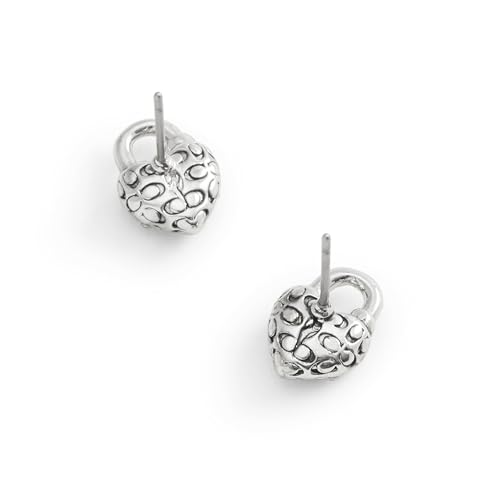 COACH Women's Signature Quilted Broken Heart Padlock Stud Earrings2