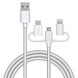 エレコム スマートフォン用USBケーブル 3in1 microUSB+Type-C+Lightning 1.2m ホワイト 【iPhone 16 シリーズ 対応検証済】 MPA-AMBLCAD12WH