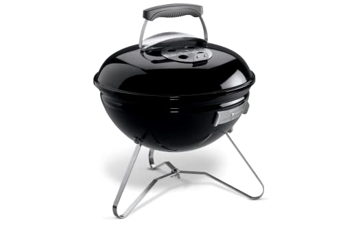 Weber Smokey Joe Holzkohlegrill/Tragbares Design, Porzellanemaillierter Deckel und Kessel, 37 cm Grillfläche, Schwarz