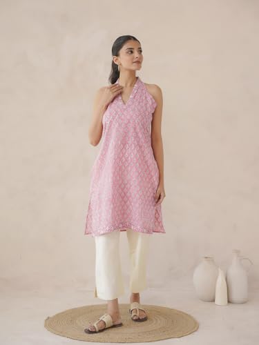 Image of GOODHAND Women Printed Cotton Kurti | Casual Long Kurta | Comfortable Ethnic Wear with Relaxed Fit