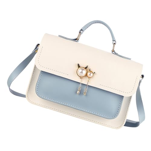 Kit fabrication sac bandoulière cuir PU blanc bleu pour couture DIY