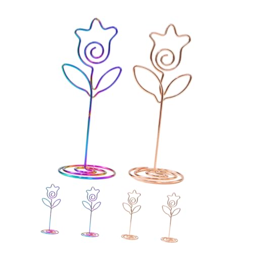 NUOBESTY 6pcs Tulip-Shaped Table Number Holders Decorative Photo Clip Stands for Weddings Parties and Home Unique Memo Clips for Photos and Notes