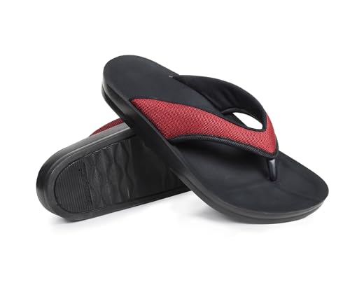Image of AEROTHOTIC Comfortable Flip Flops for Women with Arch Support Soft Padded Mesh Straps with Breathable Footbed Slip On Footwear Indoor Outdoor Travel Beach walking Sandals Women