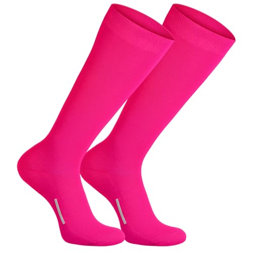 Outus Baseball Soccer Socks Athletic Softball Football Sports Knee High Socks for Youth Boys Girls Adult(Hot Pink Medium)