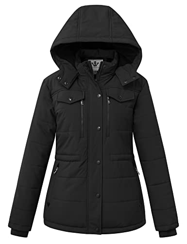 WenVen Women's Winter Water Resistant Warm Puffer Coat with Detachable Hood