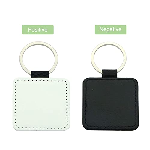 Image of 12 Pcs Sublimation Blank Keychains,PU Leather White Keychains Ornament Pendants for Man Women Crafts Heat Transfer