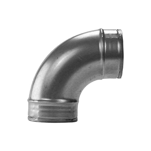 Vent Systems 90* Ø100 Mm / 4" Inch Elbow Bend (90 Degree) Galvanised Steel Duct Pipe Connector For Round Ventilation – Durable Metal Joint - Fittings For Air Conditioning, Hvac And Home Improvement