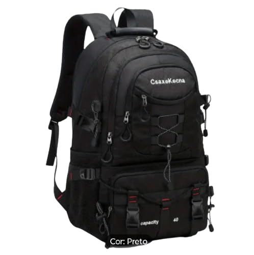 Mochila de Escalada, Mochila de Caminhada 40L à prova d'água de Grande Capacidade, Masculina Feminina Alpinismo Mochila de Viagem ao Ar Livre Mochila para Camping Caminhada Mochila (Preto)