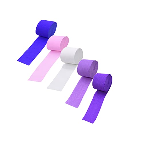 Lot de 5 rouleaux de papier crépon - Couleurs assorties - Décoration de fête - Pour anniversaire, mariage, festival - 4,5 cm x 25 m Cover