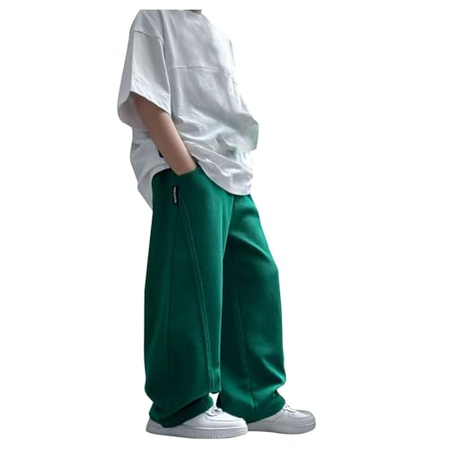 Pantalones de niño Elástico Algodón Pantalones de Jogger Con Cordón Cómodo Jogger Para Niños Activos Pantalones Deportivos Casual, verde, 11-12 años