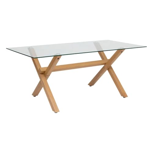 Paris Prix Atmosphera Créateur d'intérieur - Table à Manger en Verre Jorel 180cm Transparent & Naturel
