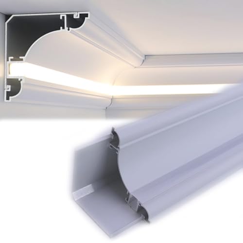 Perfiles LED de aluminio para iluminación de techo y pared, fácil instalación para decoración moderna e integración de paneles de yeso
