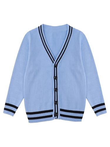 Hularka Kids Boys Girls Cardigan V-Neck School Uniform Button Down Knit Sweater Casual Long Sleeve Knitwear Outwear4