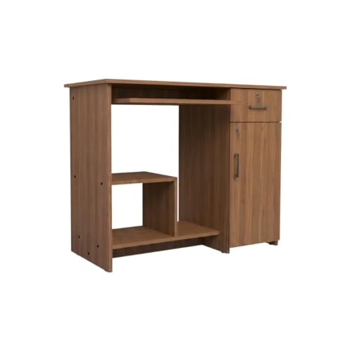 Image of Buker Study Table | Engineered Wood | Storage Cabinet for Students, Adults & Professionals | Open Shelf | Leon Teak Finish
