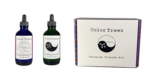 Color Tree's 8oz CDS Kit - Includes 50x 0-3500ppm Chlorine Dioxide Test Strips - 22.4% Sodium Chlorite Solution, and Either 4% Hydrochloric Acid or 50% Citric Acid Solution (4% Hydro (No Strips))