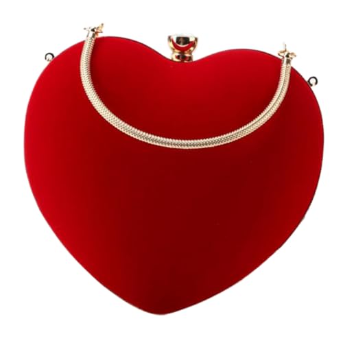 Pochette de soirée haut de gamme en forme de cœur OUNONA rigide sans chaîne rouge
