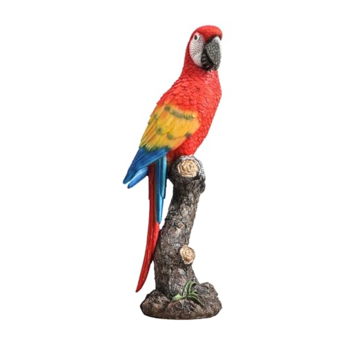 FytStycale Statue de Perroquet en Résine, Figurine Perroquet Colorée avec Base, Statue Animalière Réaliste, Décoration de Table, Jardin ou Étang