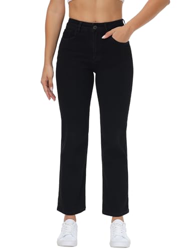 Women's Straight Leg Jeans High Waisted Stretchy Denim Pants with Pockets