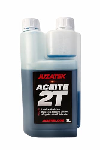JUZATEK Aceite 2T para Motores de 2 Tiempos – 1 Litro – Lubricación Óptima, Fácil Mezcla, Reduce Humo – Fabricado en Europa- Aceite2T para motosierras, moto, desbrozadoras...