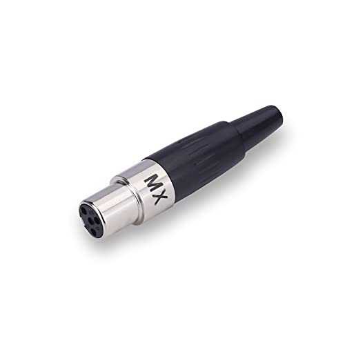 Image of MX 4 Pin XLR Microphone Connector pin Pure Copper Nickel Plated Pins1 for High Conductivity microphone (4 Pin Mic Female Mini XLR - Pack of 1, Female Connector)