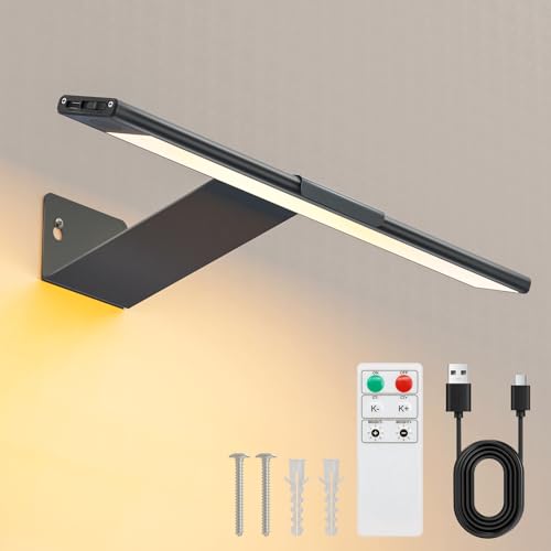 FUYO 15.7inch 6-Key Remote LED Makeup Light Bar with Stepless Dimming, 3 Modes, USB Rechargeable Vanity Light for Mirror, Photography, Art Studio, Easter Decor?Plastic Expansion Bolt*2, Screw*2