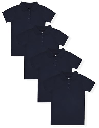 Image of Studio 3 Girls' 4-Pack Soft Jersey Short Sleeve Polo Shirts