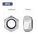 BNUOK 20Pcs M12-1.75 Lock Nuts, Nylon Insert Locknuts 304 Stainless Steel 18-8 SS A2-70 Self-Locking Nuts, Coarse Thread Hex Nylock Nut