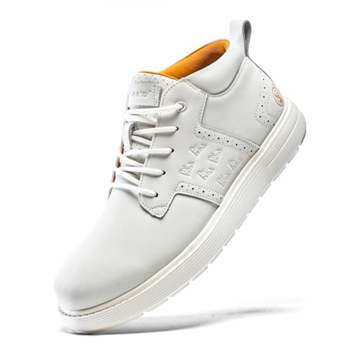 FLYLAND Men's Fashion Sneakers Chukka Boots Lace Up Leather Ankle Dress Boot Lightweight Walking Driving Shoes