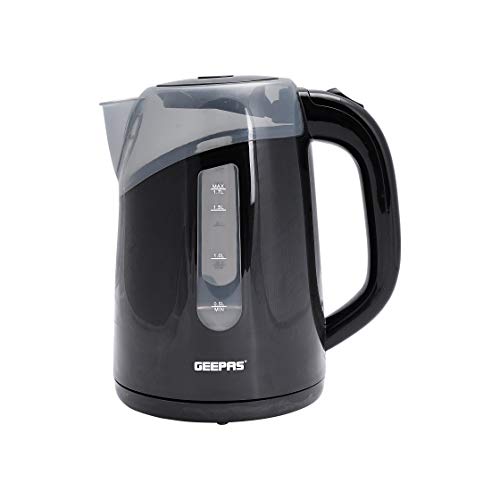 Geepas 2200W Illuminating Electric Kettle | Boil Dry Protection & Auto Shut Off | 1.7L Cordless Jug Kettle with LED Lighting for Hot Water Tea or Coffee | Swivel Base with Auto Lid Open