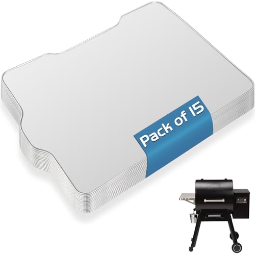 GORGERILA 15-Pack BAC506 Grill Drip Tray Liners for Traeger Ironwood 650 Series Pellet Smoke Grill Aluminum Disposable Drip Trays Heat-Resistant Grill Accessory