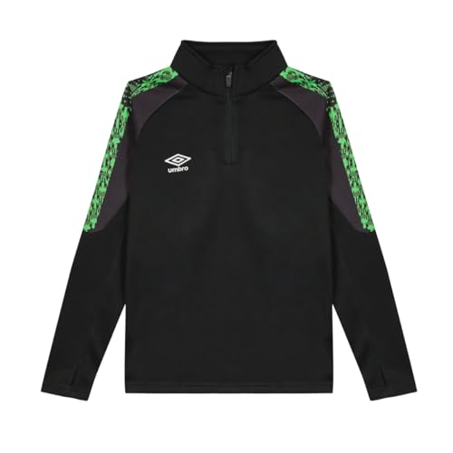 Umbro for Net1/2zp SW, Sweat Homme, Noir/Vert Fluo/Jaune, L